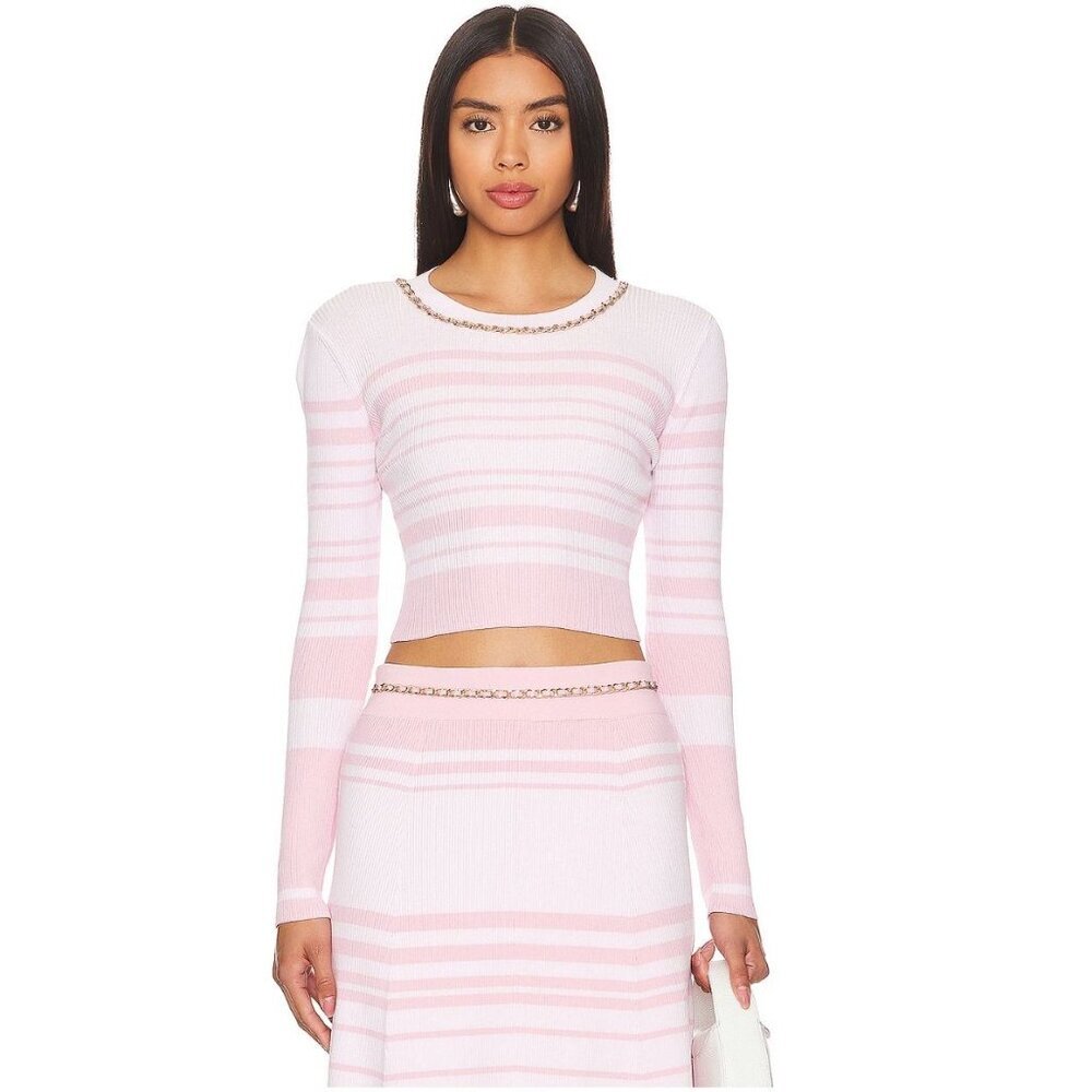 NWT Generation love Yesi Crop Sweater Pink Stripe Size XXS $239 [jb]